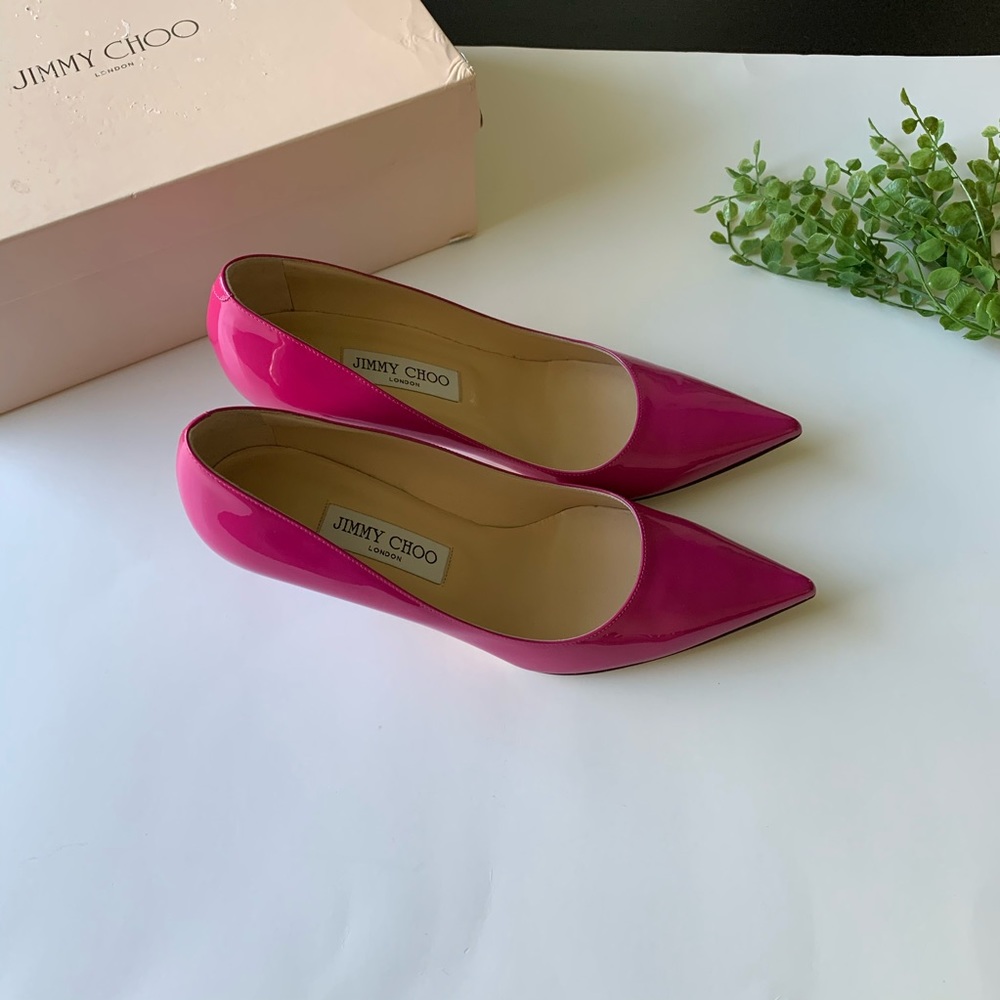 SOLD Jimmy Choo Pink Patent Leather Heels - Picture 3 of 14